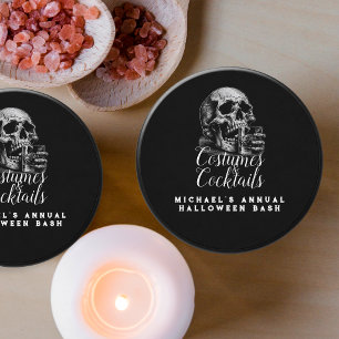 Costumes and Cocktails Skull Halloween Party Mini Candle Favors