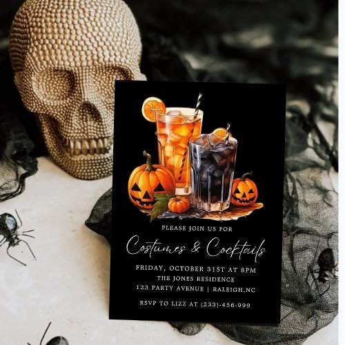 Costumes  Cocktail Adult Skull Halloween Party Invitation