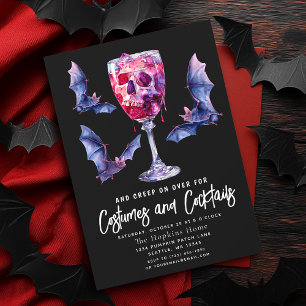 Costumes & Cocktail Bats Adult Halloween Party Invitation