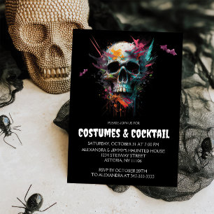 Costumes & Cocktail Skull Halloween Party Invitation