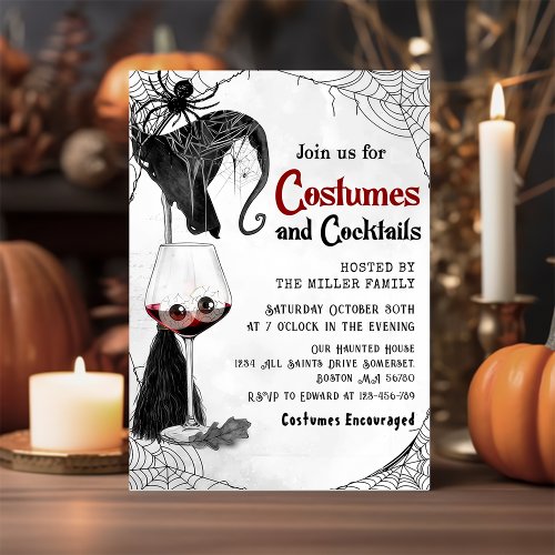 Costumes  Cocktails Adult Halloween Gothic Party  Invitation