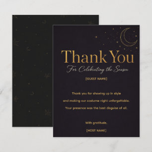 Costumes Cocktails & Chaos Black Gold Thank You Note Card