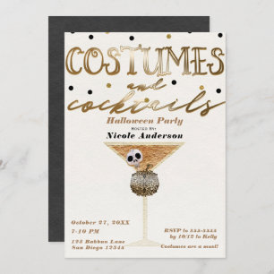Costumes & Cocktails Elegant Chic Halloween Party Invitation