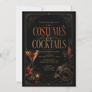 Costumes & Cocktails Elegant Halloween Party Invitation