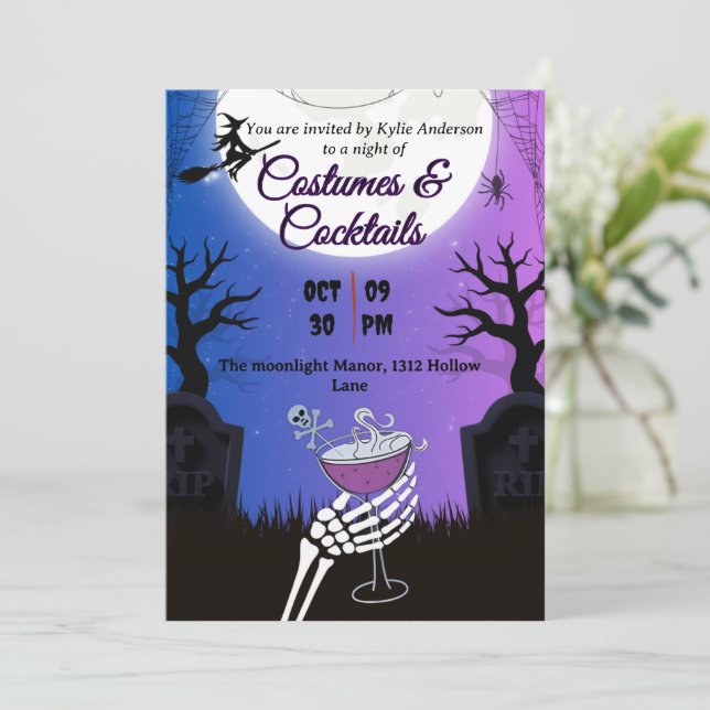Costumes & Cocktails Halloween Part Invitation  (Standing Front)