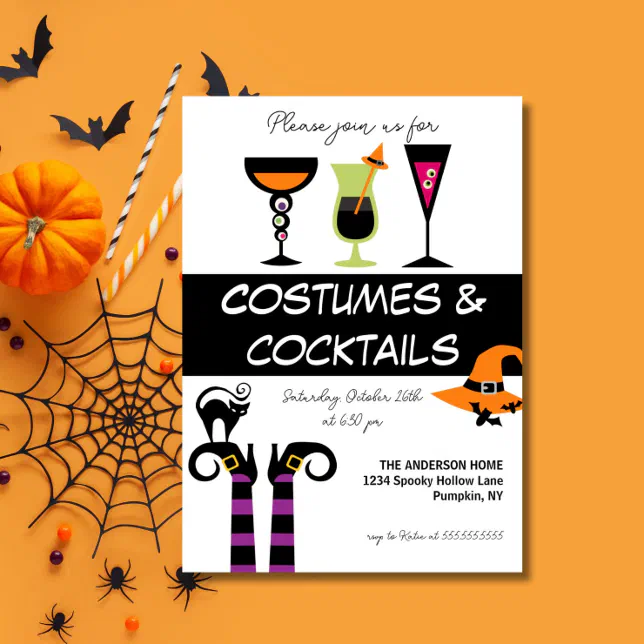 Costumes & Cocktails Halloween Party Invitation | Zazzle