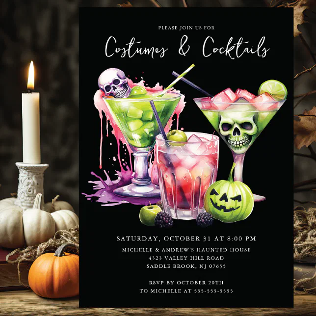 Costumes &amp; Cocktails Halloween Party Invitation | Zazzle