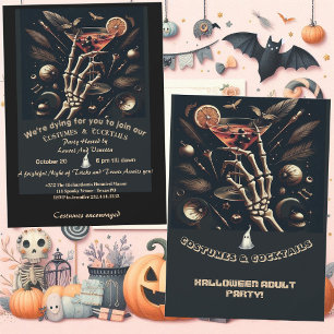 Costumes Cocktails Skeleton Adult Halloween Party Invitation