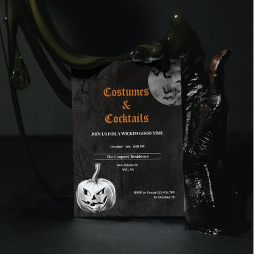 Costumes  Cocktails Spooky Adult Halloween Party Invitation