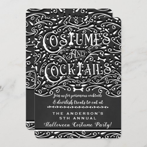 Costumes  Cocktails Vintage Chalk Halloween Party Invitation
