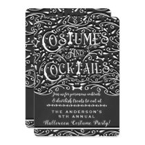Costumes & Cocktails Vintage Chalk Halloween Party Invitation