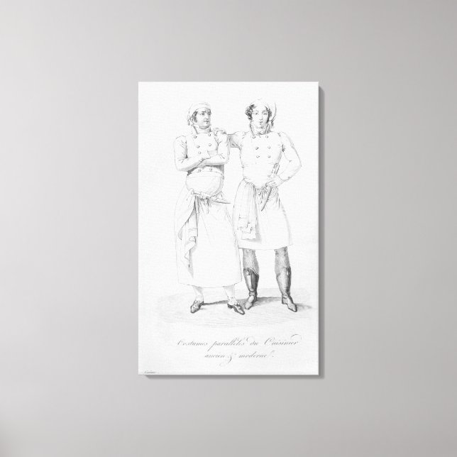 Costumes of cooks from different eras canvas print (Front)