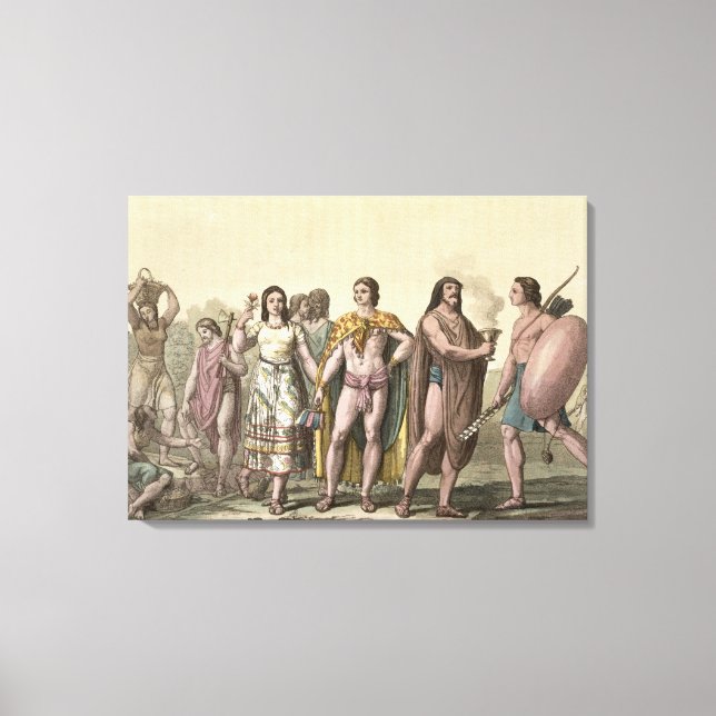 Costumes of the Mexicans (colour engraving) Canvas Print (Front)