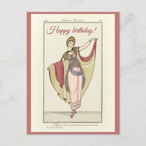 Costumes Parisiens_ Dance dress Birthday Postcard