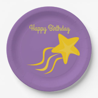 Costumize Happy Birthday Yellow Shooting Star Paper Plates