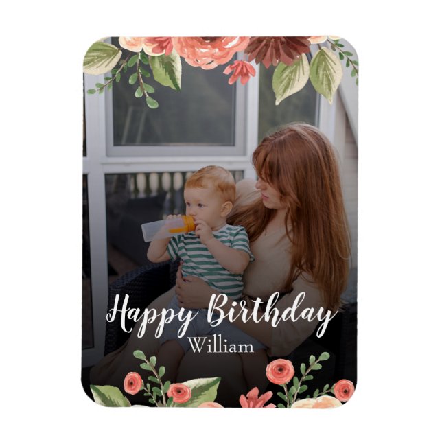 Costumize Photo Personalized Script Birthday Magnet (Vertical)