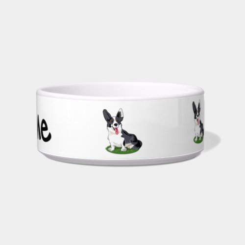 Costumized pet bowl  welsh Corgi Cardigan