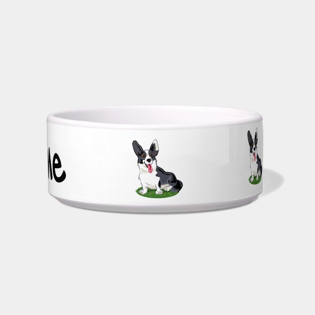 Costumized pet bowl , welsh Corgi Cardigan (Front)