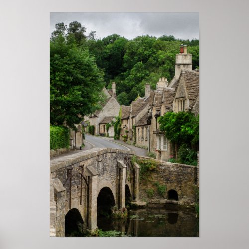Costwolds town Castle Combe poster print