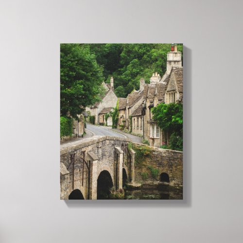 Costwolds town Castle Combe vertical canvas print