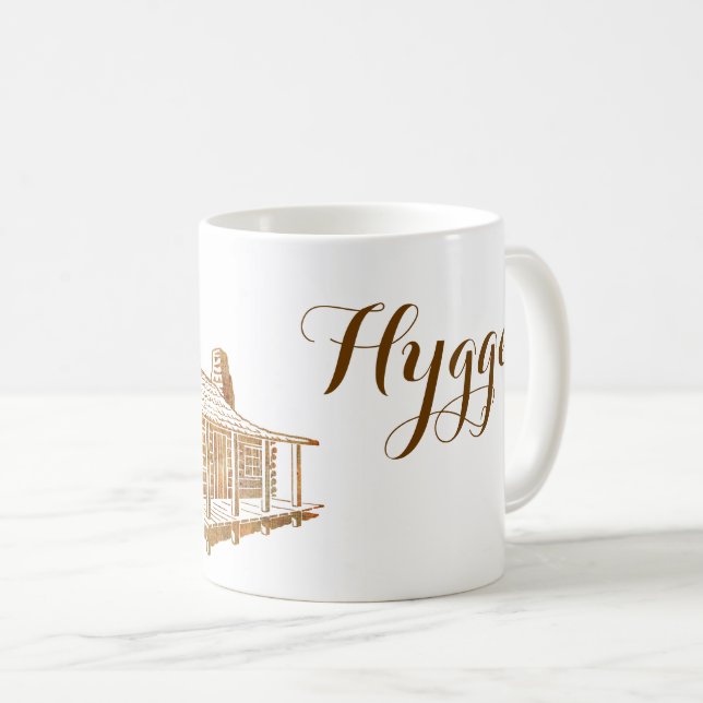 Cosy Log Cabin - Hygge or your own text Coffee Mug (Front Right)