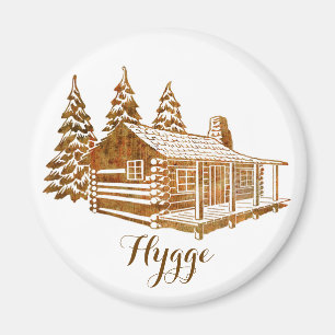 Cosy Log Cabin - Hygge or your own text Magnet