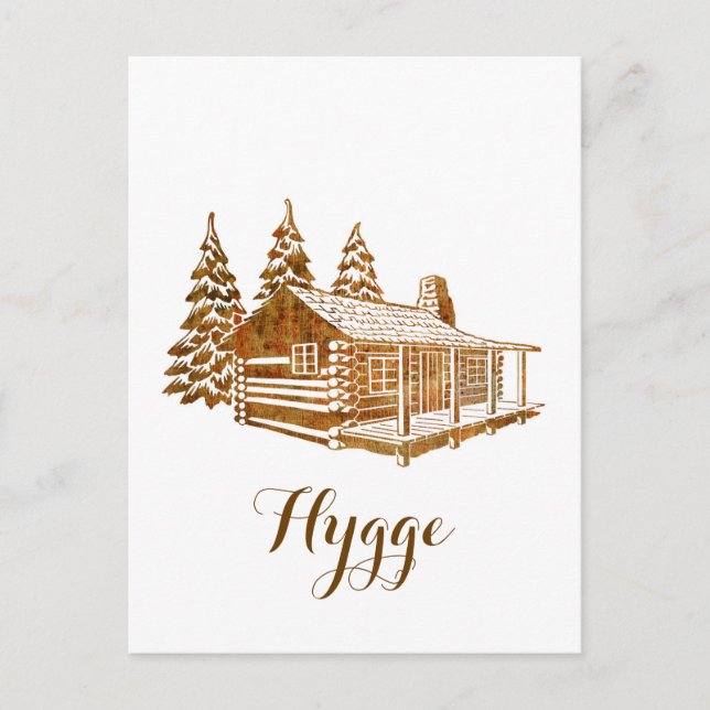 Cosy Log Cabin - Hygge or your own text Postcard (Front)