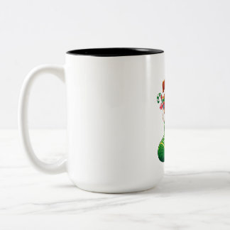 Cosy Pup in Christmas Stocking Two-Tone Coffee Mug