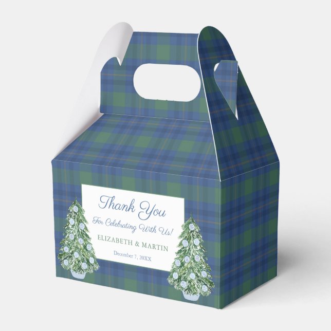 Cosy Scottish Tartan Plaid Christmas Tree Wedding Favor Boxes (Front Side)