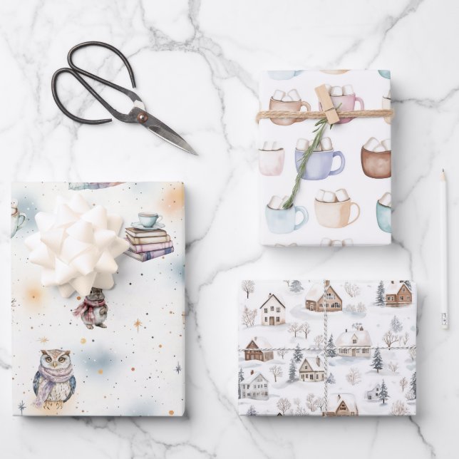 Cosy Soft Pastel Christmas   Wrapping Paper Sheets (Front)