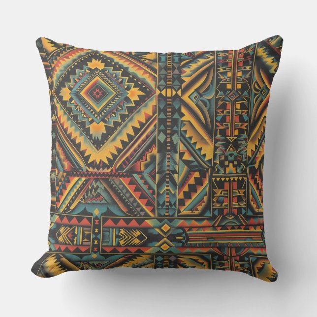 Cosy Teal "Centuries-Old Geometric Elegance" Accen Throw Pillow (Front)