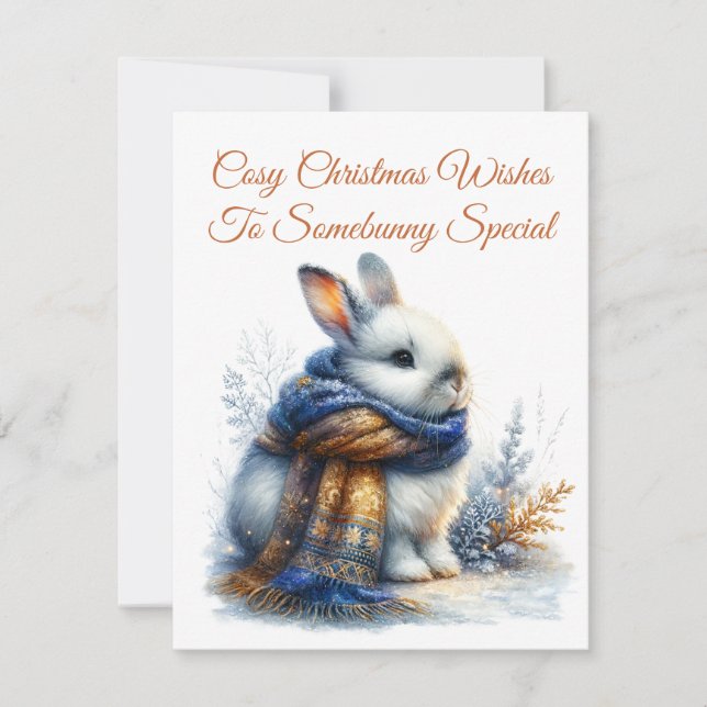 Cosy Winter Wishes To Somebunny Special Rabbit Holiday Card (Front)