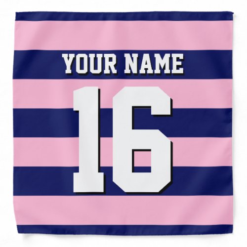 Cot Candy Pink Navy Blue Team Jersey Preppy Stripe Bandana