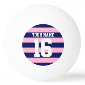 Cot Candy Pink Navy Blue Team Jersey Preppy Stripe Ping-Pong Ball