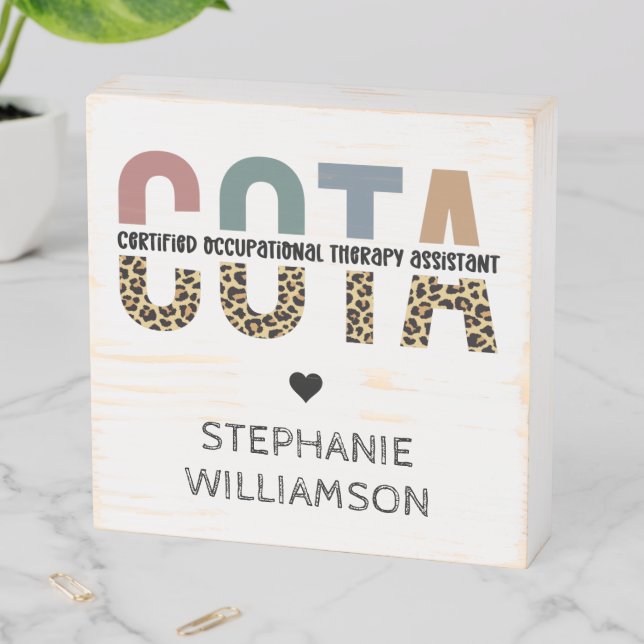 COTA Certified Occupational Therapy Assistant Wooden Box Sign (In Situ Horizontal)