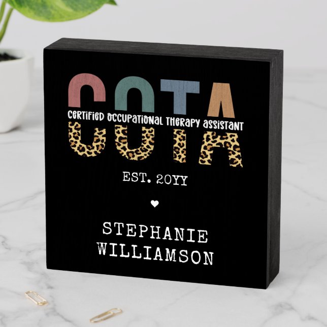 COTA Certified Occupational Therapy Assistant Wooden Box Sign (In Situ Horizontal)