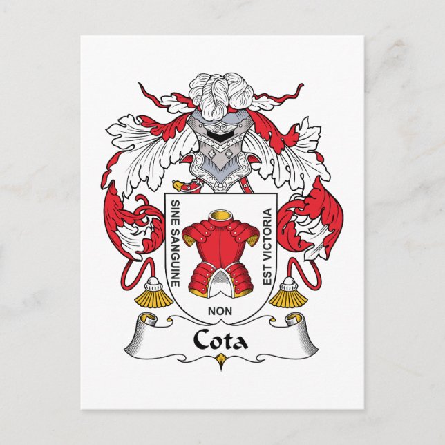Cota Family Crest Postcard (Front)