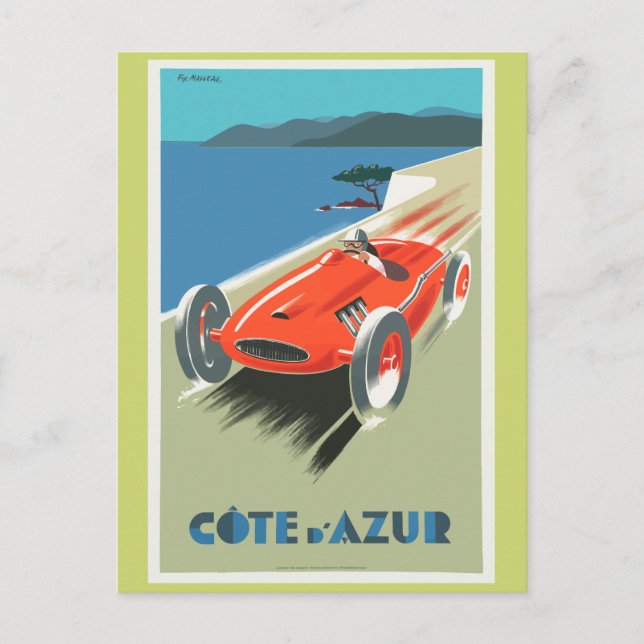 Cote A Azur Vintage Travel Poster Postcard (Front)