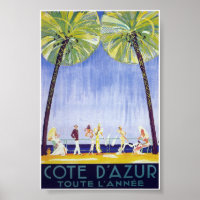 La Cote d'Azur (French Riviera) Vintage Travel Poster - Vintage