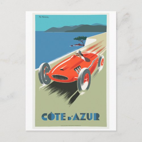 Cote D Azur Vintage Travel Poster Postcard