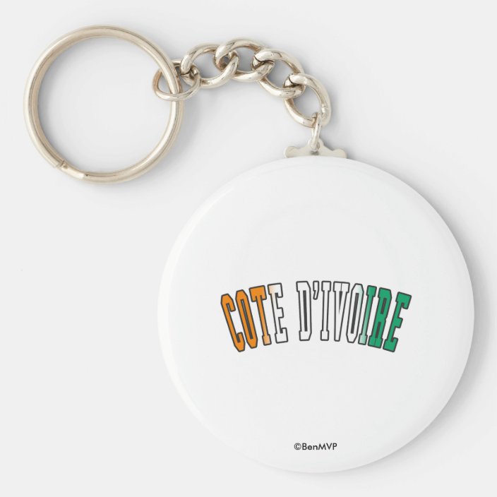 Cote d'Ivoire in National Flag Colors Keychain
