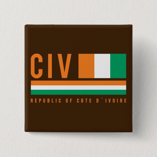 Cote d`Ivoire ISO Code Design Button (Front)