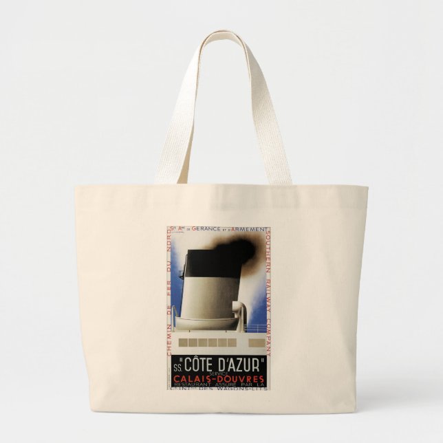 Cote D'Azur Channel Ferry Large Tote Bag (Front)