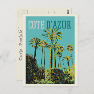 Cote d'Azur France, mediterranean palm trees Postcard