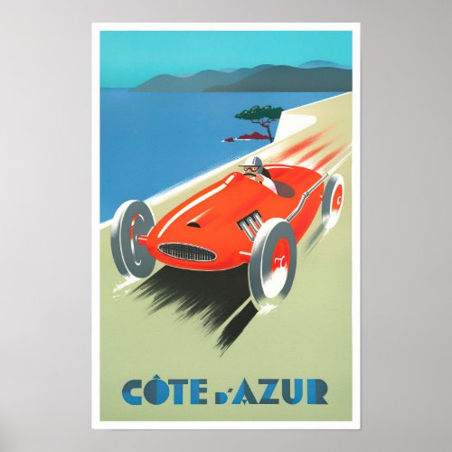 Cote DAzur France vintage car racing Poster