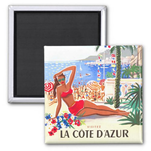 Cote DAzur France vintage travel  Magnet