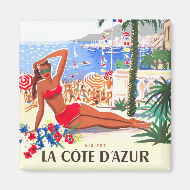 Cote D'Azur France vintage travel  Magnet (Front)