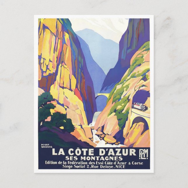 Cote D'Azur France vintage travel  Postcard (Front)