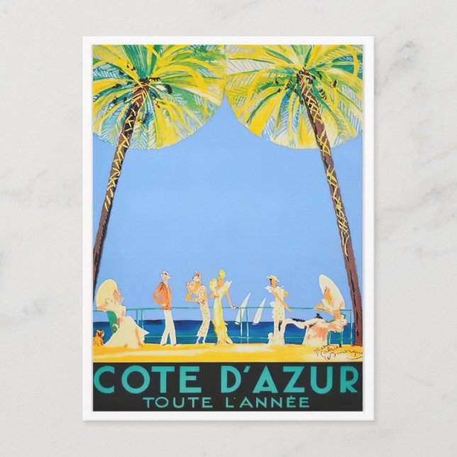 Cote D'Azur France vintage travel Postcard (Front)