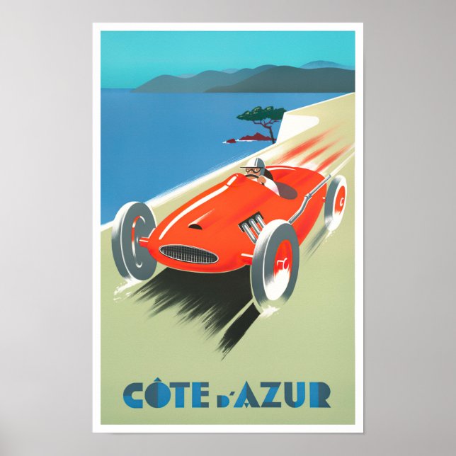 Cote D'Azur France vintage travel Poster (Front)